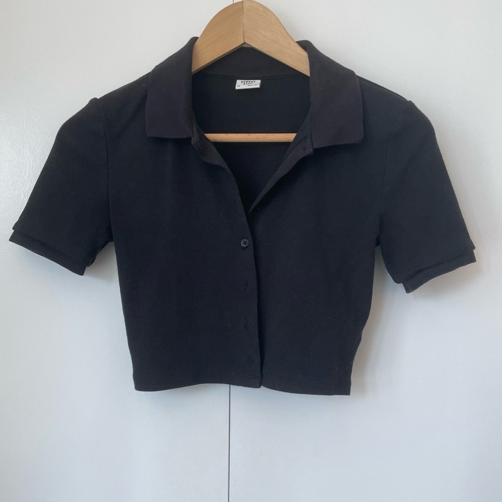 Sunday Best Crop Black button up T shirt
